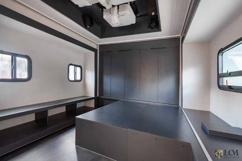 LCM Design and Build - Example of Innovative Solutions for a Mobile Showroom, Interior Build, Customized to Fit Motor Home