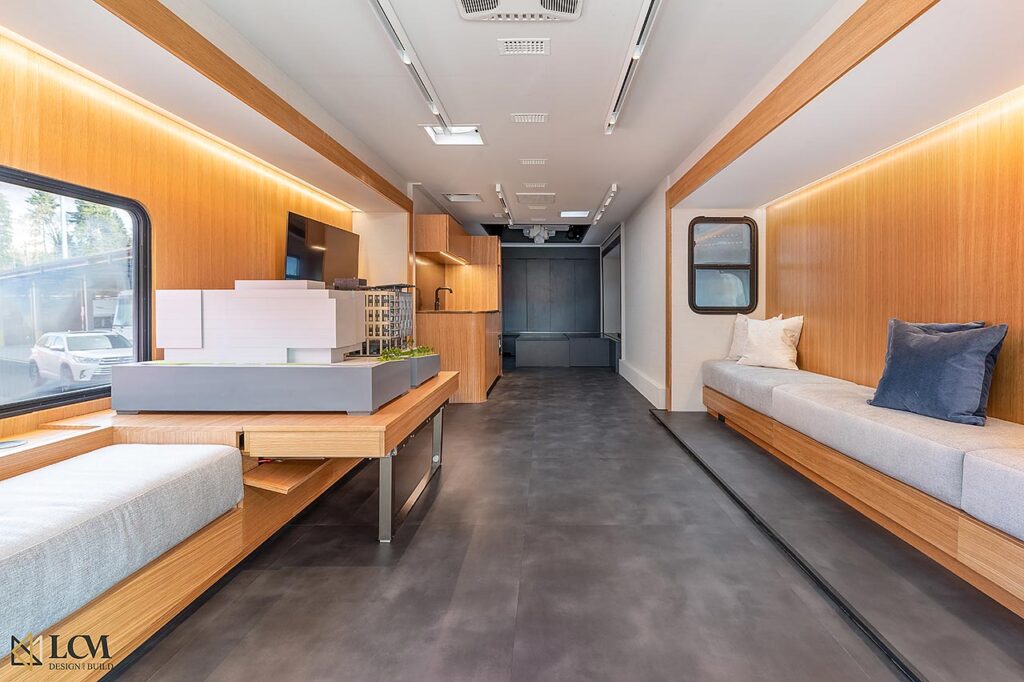 LCM Design and Build - Example of Innovative Solutions for a Mobile Showroom, Interior Build, Customized to Fit Motor Home (another angle)